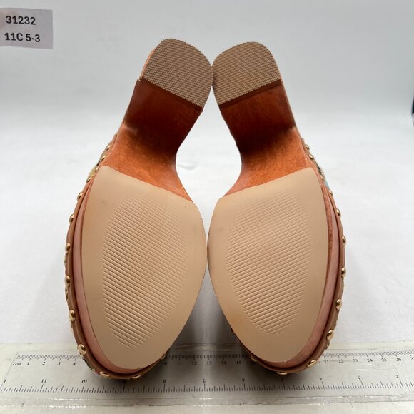 YDN Multi Platform Slip On Clogs Mules Cork High Heel Round Toe Rivet Sandals - Picture 7 of 8